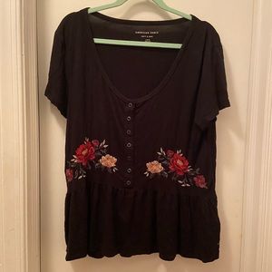 Embroidered black shirt large